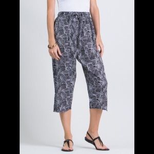 Black white Capri crop drawstring pant